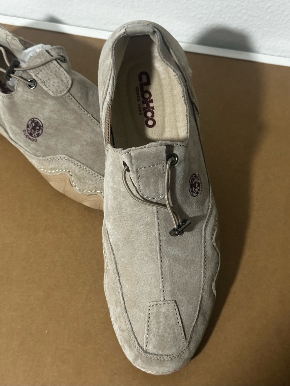 Men's Beige Suede Casual Slip-On Shoes